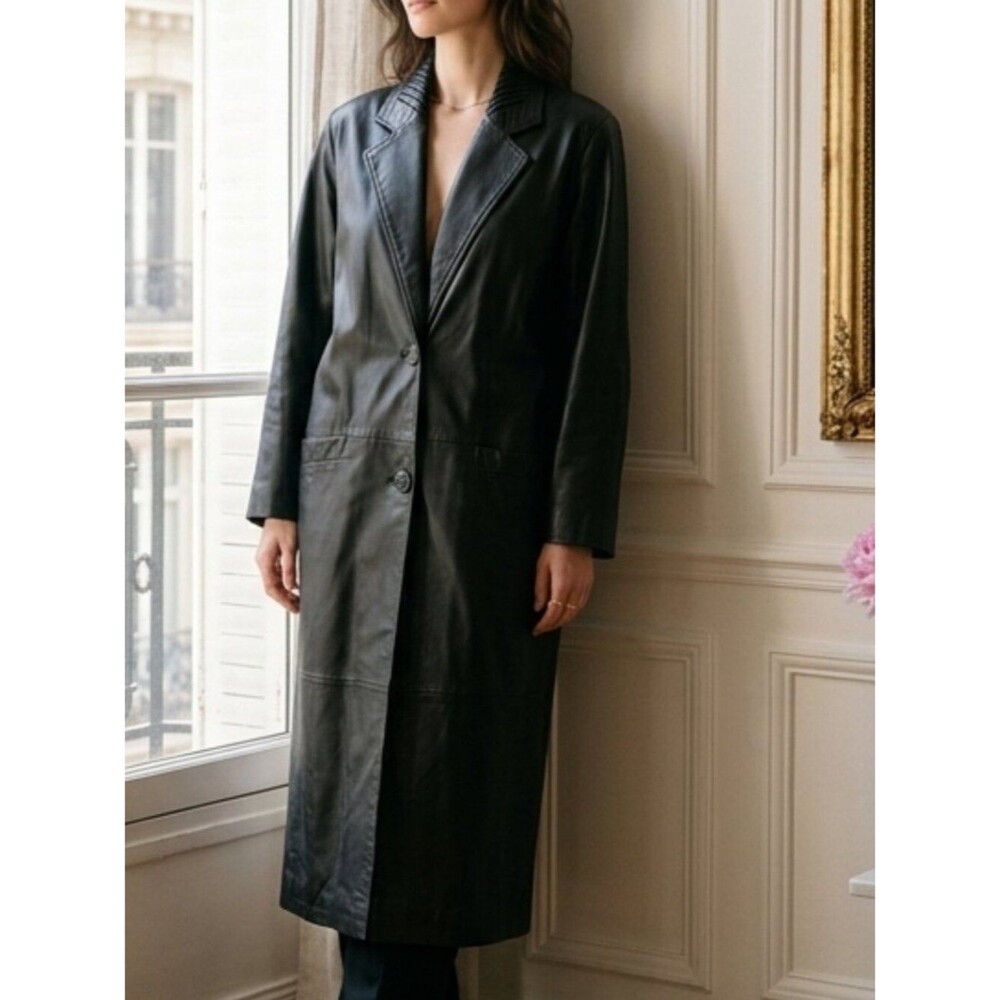 Vintage Learsi Full Length Leather Trench Coat - Women's Classic Overcoat Small